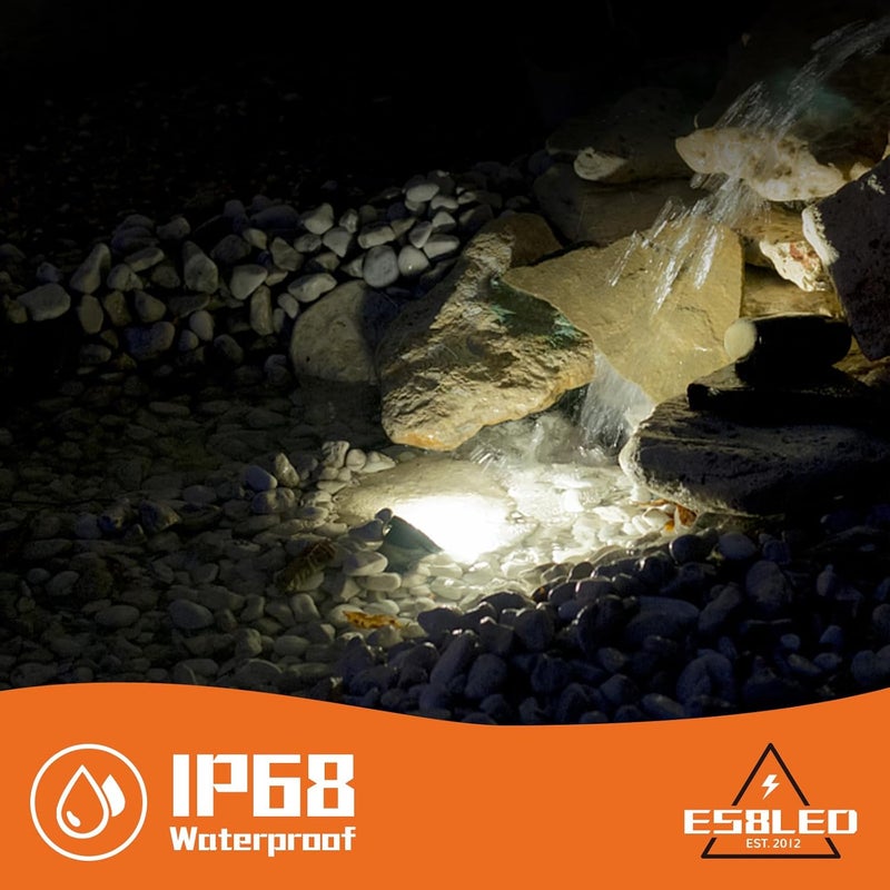ES8LED Underwater LED Pond Lights - 9W 5700K Bright White LED Pond Light Works at 12V AC/DC Low Voltage - STAINLESS STEEL IP68 Submersible for Fountains, Ponds, Waterfalls and Landscape Lighting Purposes - Image 4